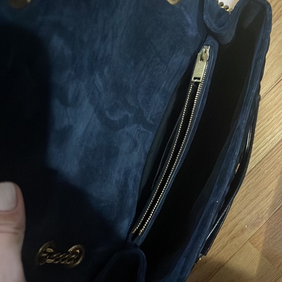Velvet YSL bag in dark blue colour,like new .(medium size) - Picture 2 of 3